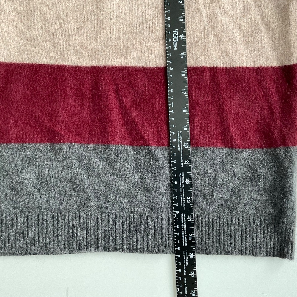 Charter Club Luxury 100% Cashmere V-Neck Sweater XL Colorblock Striped Classic - Picture 4 of 10